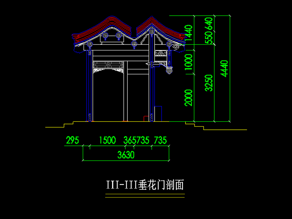 垂花門(mén)剖面圖