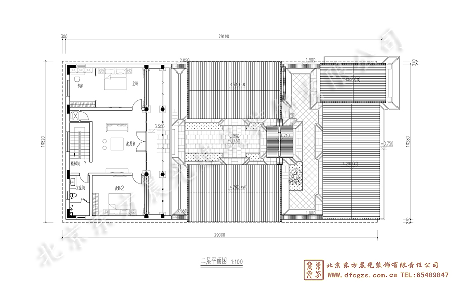 四合院設(shè)計(jì)圖-二層平面圖